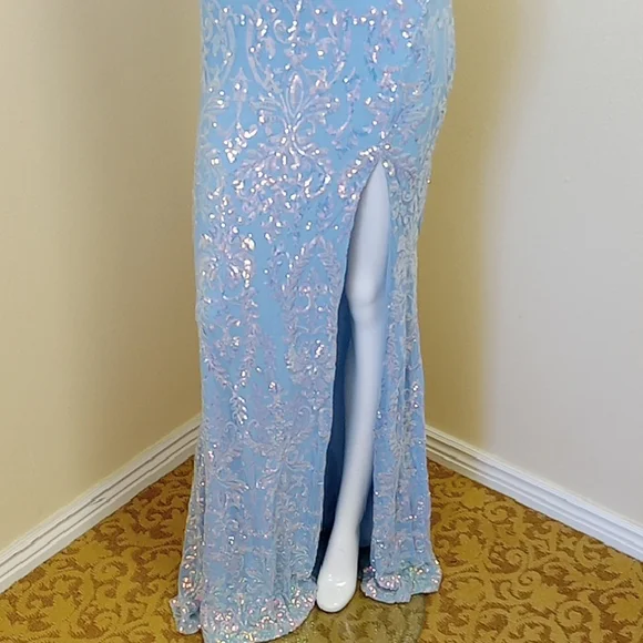 Windsor Strapless Light Blue Sequin Dress